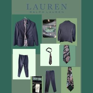 LAUREN RALPH LAUREN BOYS BLUE DESIGNER SUIT SIZE 10R